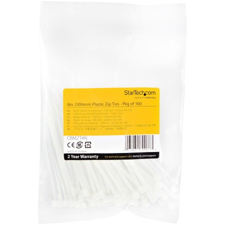 Attaches pour câble en nylon Startech CBMZT4N Blanc (100 Unités)