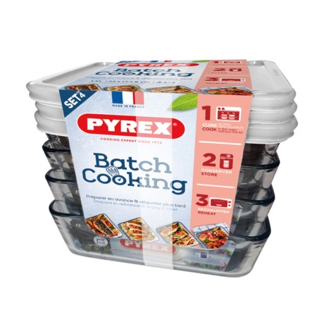 Ensemble de Boîtes à Lunch Pyrex Cook & Freeze Verre Transparent (4 x 1,5 L)