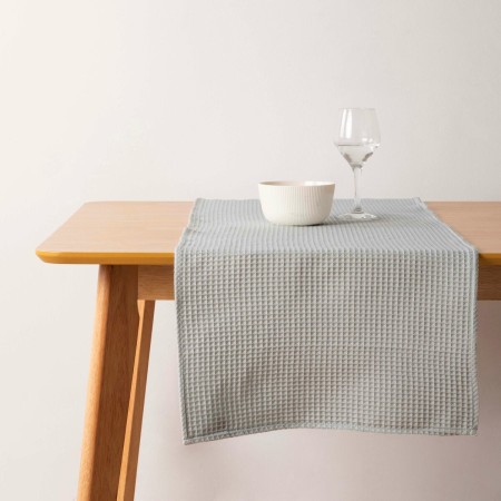 Chemin de Table Muaré Waffle Gris clair 45 x 140 cm