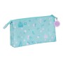 Trousse Fourre-Tout Triple Frozen Hello spring Bleu clair 22 x 12 x 3 cm