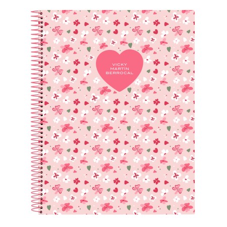 Libreta Vicky Martín Berrocal In bloom Rosa A4 120 Hojas