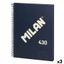 Libreta Milan 430 Azul A4 80 Hojas (3 Unidades)