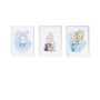 Jeu de 3 tableaux Crochetts Alice 33 x 43 x 2 cm Fleurs Lapin Fille 3 Pièces