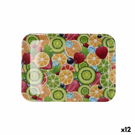 Plateau de petit déjeuner Quid Habitat Multicouleur Plastique 28 x 20 x 1,5 cm Avec des poignées Fruits (12 Unités)