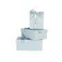 Set de boîtes décoratives Bleu Carton Lien 3 Pièces