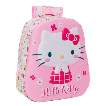 Mochila Infantil 3D Hello Kitty Verde Rosa 27 x 33 x 10 cm