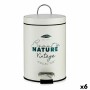 Papelera Nature Vintage Blanco Negro Acero Plástico 3 L (6 Unidades)