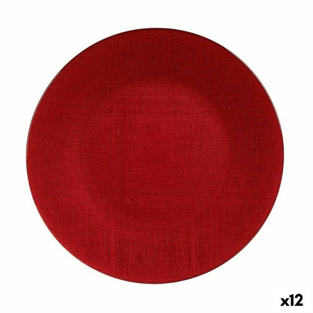 Plato Llano Rojo Vidrio Ø 32 cm (12 Unidades)