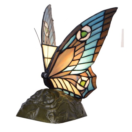 Lampe de bureau Viro Tiffany Bleu Zinc 60 W 23 x 25 x 23 cm Papillon