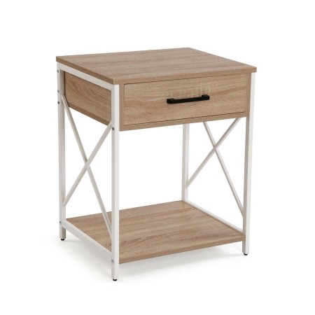 Mesita de Noche Versa Blanco PVC Madera Metal 40 x 60 x 48 cm