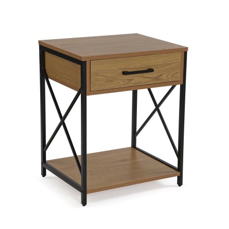 Table de Nuit Versa Noir PVC Bois Métal 40 x 60 x 48 cm