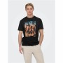 Camiseta de Manga Corta Hombre Only & Sons Onskolton Reg Beach Negro