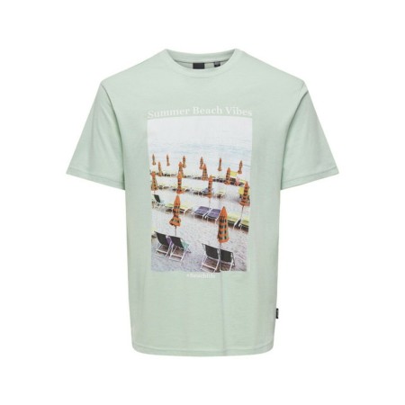 Camiseta de Manga Corta Hombre Only & Sons Onskolton Reg Beach Surf Verde