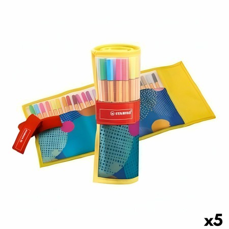 Set de Rotuladores Stabilo Point 88 Multicolor Enrollable Estuche enrollable (5 Unidades)