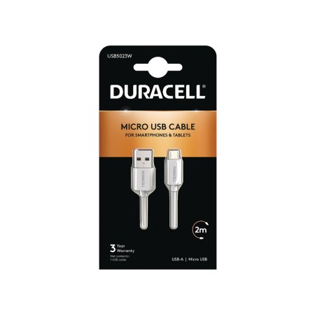 Câble USB DURACELL USB5023W 2 m Blanc (1 Unité)