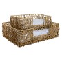 Cama para mascota Home ESPRIT Blanco Marrón claro Metal ratán sintético 50 x 35 x 14 cm (2 Piezas)