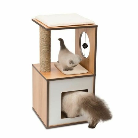 Árbol rascador para gatos Vesper V-Box Marrón Madera MDF 37 x 37 x 72,5 cm