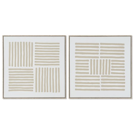 Cuadro Home ESPRIT Blanco Beige Escandinavo 83 x 4,5 x 83 cm (2 Unidades)