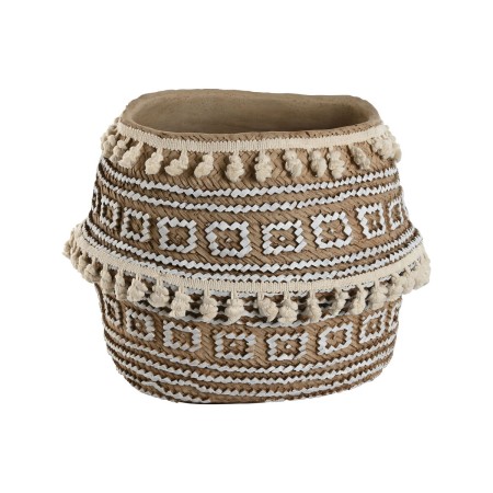 Cache-pot Home ESPRIT Marron Beige Ciment Tropical 34 x 34 x 26 cm