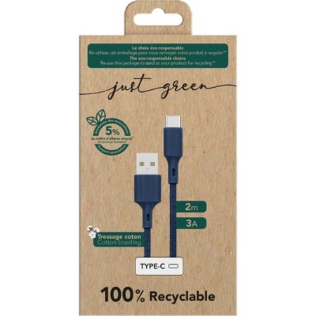 Cable USB BigBen Connected JGCBLCOTAC2MBL Verde 2 m (1 unidad)