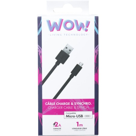 Câble USB BigBen Connected WOWCBLMIC1MB Noir 1 m (1 Unité)