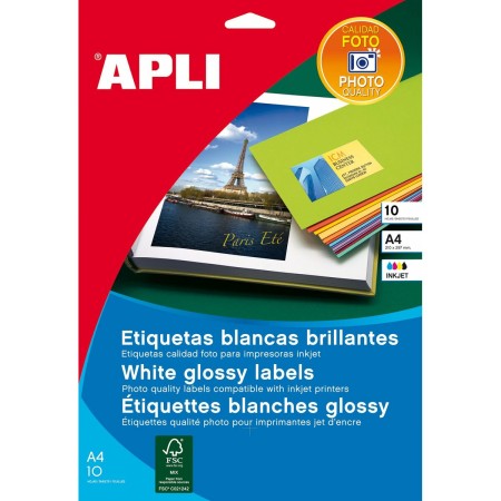 Etiquetas adhesivas Apli Blanco Papel 10 Hojas 199,6 x 289,1 mm