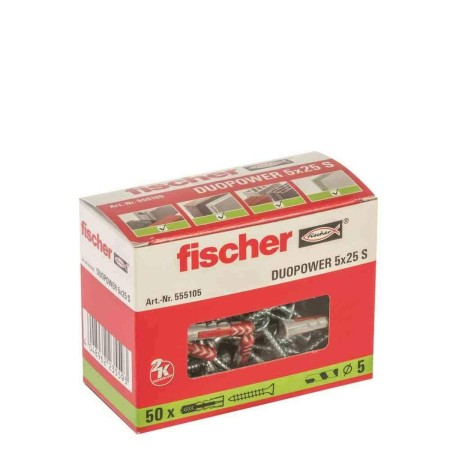 Tacos y tornillos Fischer DUOPOWER 555105 Ø 5x25 mm (50 Unidades)