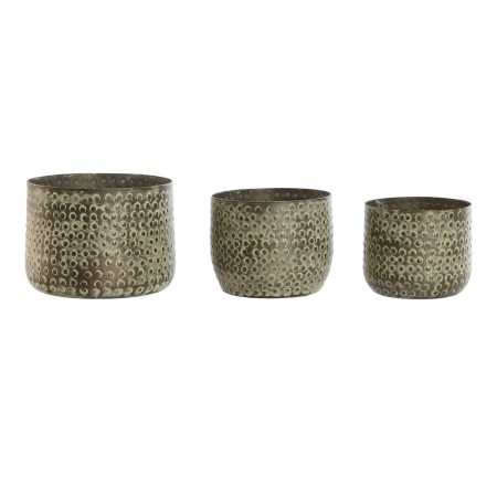 Set de Maceteros Home ESPRIT Verde Aluminio 17 x 17 x 13 cm