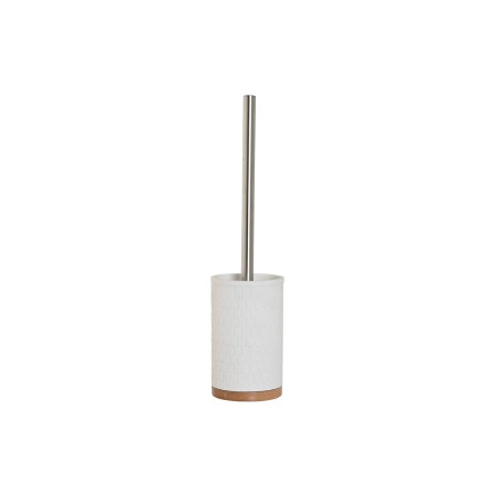 Brosse de salle de wc Home ESPRIT Blanc Argenté Naturel Résine Bambou 9 x 9 x 37 cm