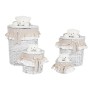 Cesto para la Ropa Sucia Home ESPRIT Blanco Beige Mimbre Shabby Chic 45 x 45 x 68 cm 4 Piezas