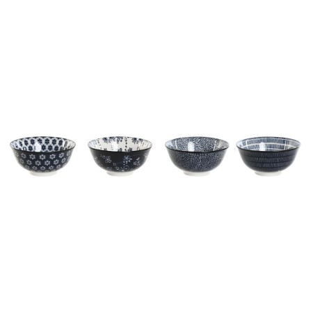 Set de Cuencos Home ESPRIT Azul Blanco Porcelana Shabby Chic 15 x 15 x 7 cm