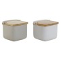 Salero con Tapa Home ESPRIT Blanco Beige Natural Bambú Dolomita 15 x 12 x 11 cm (2 Unidades)