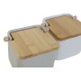 Salero con Tapa Home ESPRIT Blanco Beige Natural Bambú Dolomita 15 x 12 x 11 cm (2 Unidades)