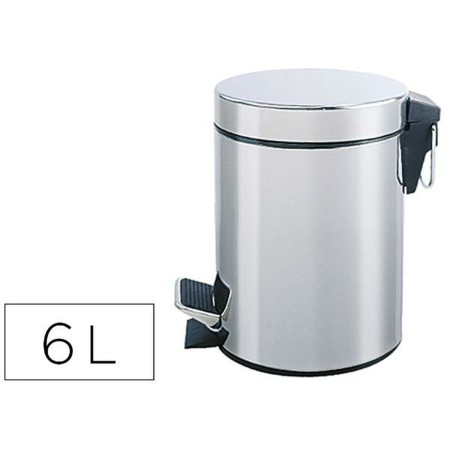 Cubo de Basura con Pedal Q-Connect KF04225 Gris Metal 6 L