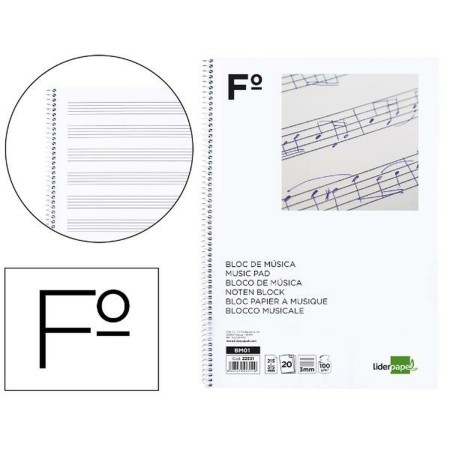 Bloc de Música Liderpapel BM01 Blanco 20 Hojas