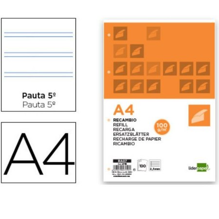 Recambio Liderpapel RA07 Blanco A4 100 Hojas