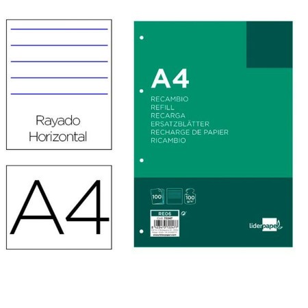 Recambio Liderpapel RE06 A4 100 Hojas Blanco