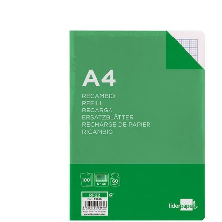 Recambio Liderpapel RF22 Blanco A4 100 Hojas