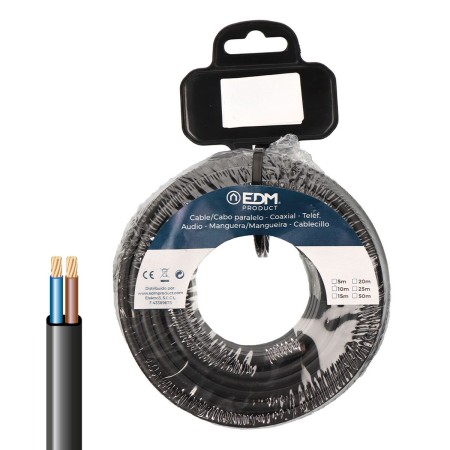 Cable paralelo plano EDM 28512 Negro 15 m