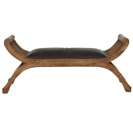 Banqueta Home ESPRIT Marrón oscuro Madera 130 x 36,5 x 55,5 cm