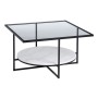 Mesa de Centro Blanco Negro Cristal Mármol Hierro 80 x 80 x 46,5 cm