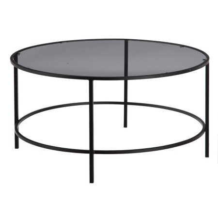 Mesa de Centro Negro Gris Cristal Hierro 90 x 90 x 45,5 cm