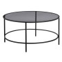 Mesa de Centro Negro Gris Cristal Hierro 90 x 90 x 45,5 cm