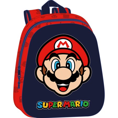 Mochila Infantil 3D Super Mario Rojo Azul marino 27 x 33 x 10 cm