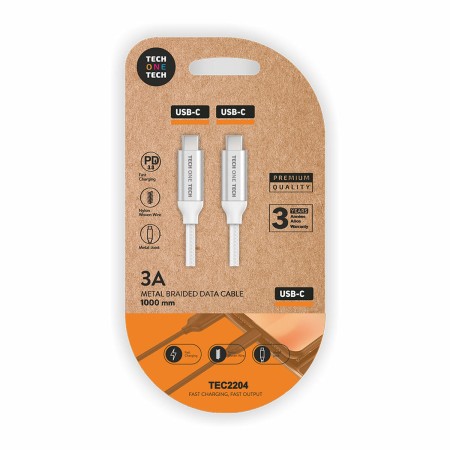 Cable USB-C a USB-C Tech One Tech TEC2204 1 m Blanco (1 unidad)