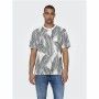 Camiseta de Manga Corta Hombre Only & Sons Onskobe Reg Banana Leaf Azul Blanco