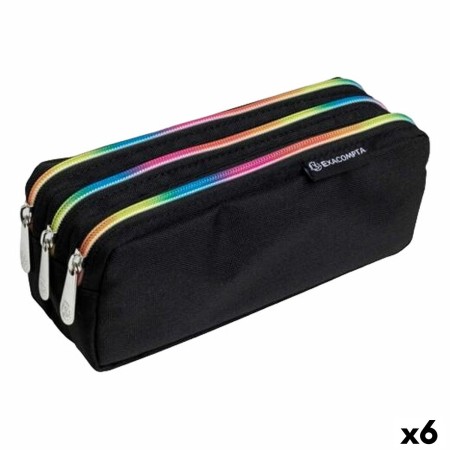 Portatodo Triple Exacompta Rainbow Negro 22,5 x 8 x 10 cm (6 Unidades)