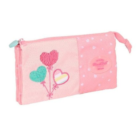 Trousse Fourre-Tout Triple Safta Rose 22 x 3 x 12 cm