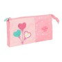 Trousse Fourre-Tout Triple Safta Rose 22 x 3 x 12 cm