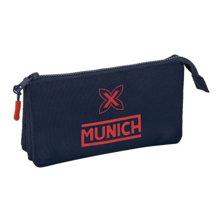 Trousse Fourre-Tout Triple Munich Flash Blue marine 22 x 12 x 3 cm